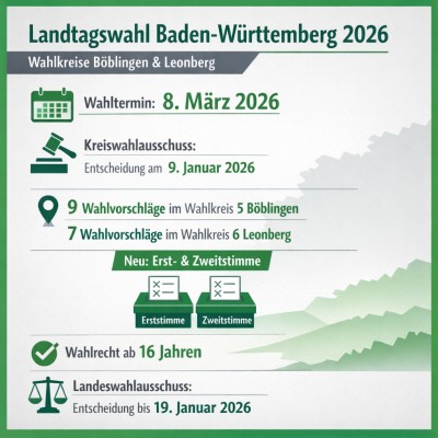 Landtagswahl: Zulassung von 16 Wahlvorschlägen im Kreis Böblingen